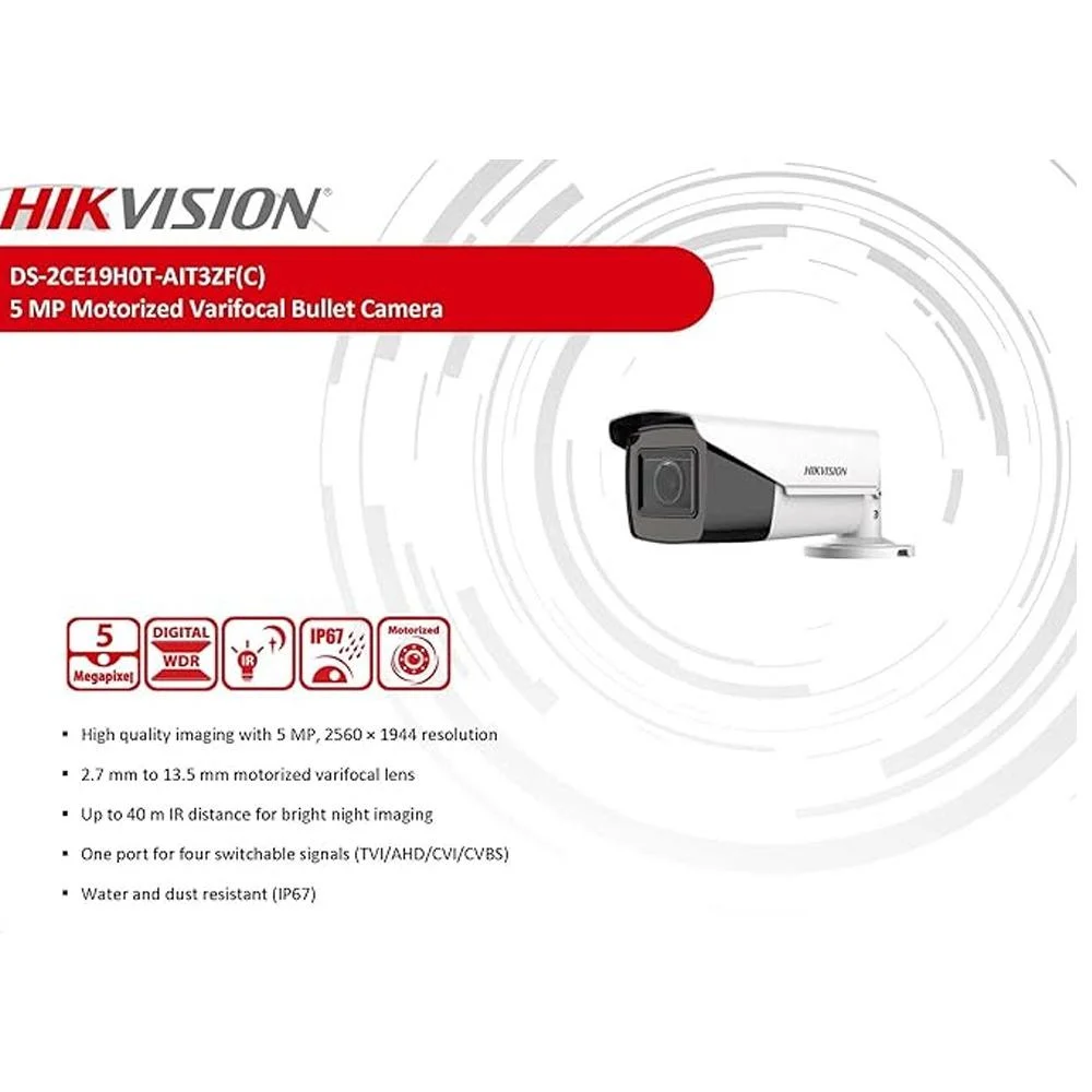 Hikvision DS-2CE19H0T-AIT3ZF(C) 5MP Motorized Varifocal Bullet Camera - Image 7