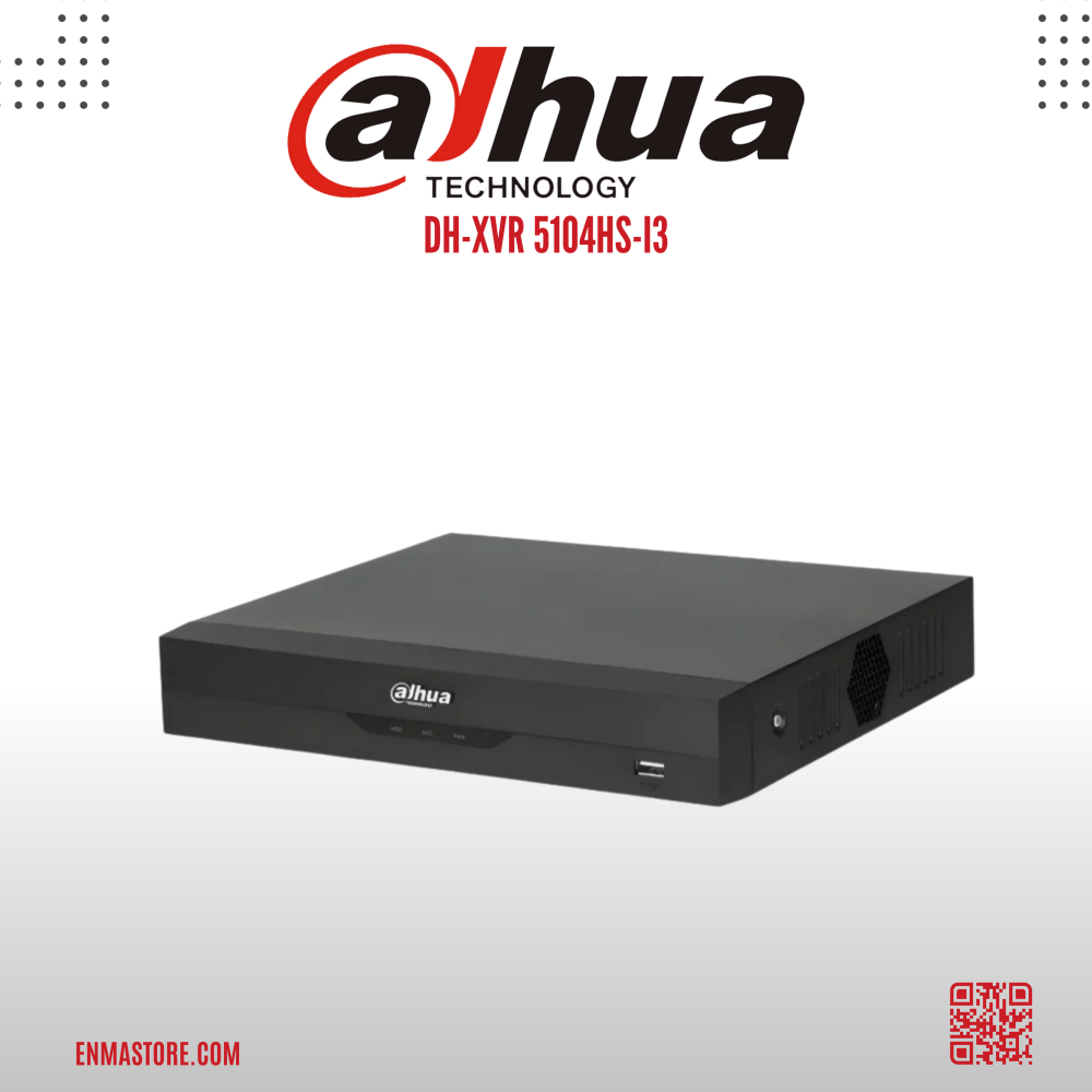 Dahua DVR 4CH Penta-brid 5MP Value/1080P Compact 1U 1HDD WizSense DH-XVR5104HS-I3
